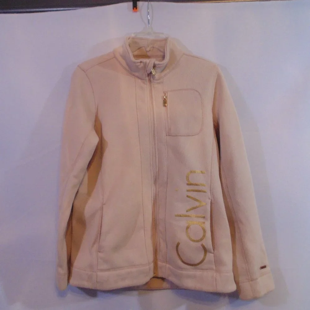 Calvin Klein Womens Full Zip Sweater Jacket Size Medium Light Pink - Picture 1 of 6
